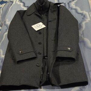 Norwegian Wool Down Filled Dark Charcoal Euro Coat